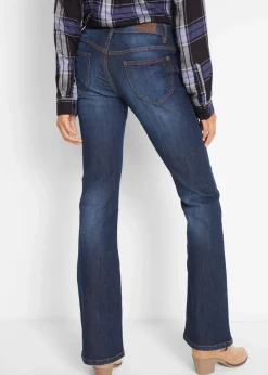 bonprix Jeans|Kurzgrößen^Bootcut-Jeans Mid Waist, Komfort-Stretch dunkelblau used