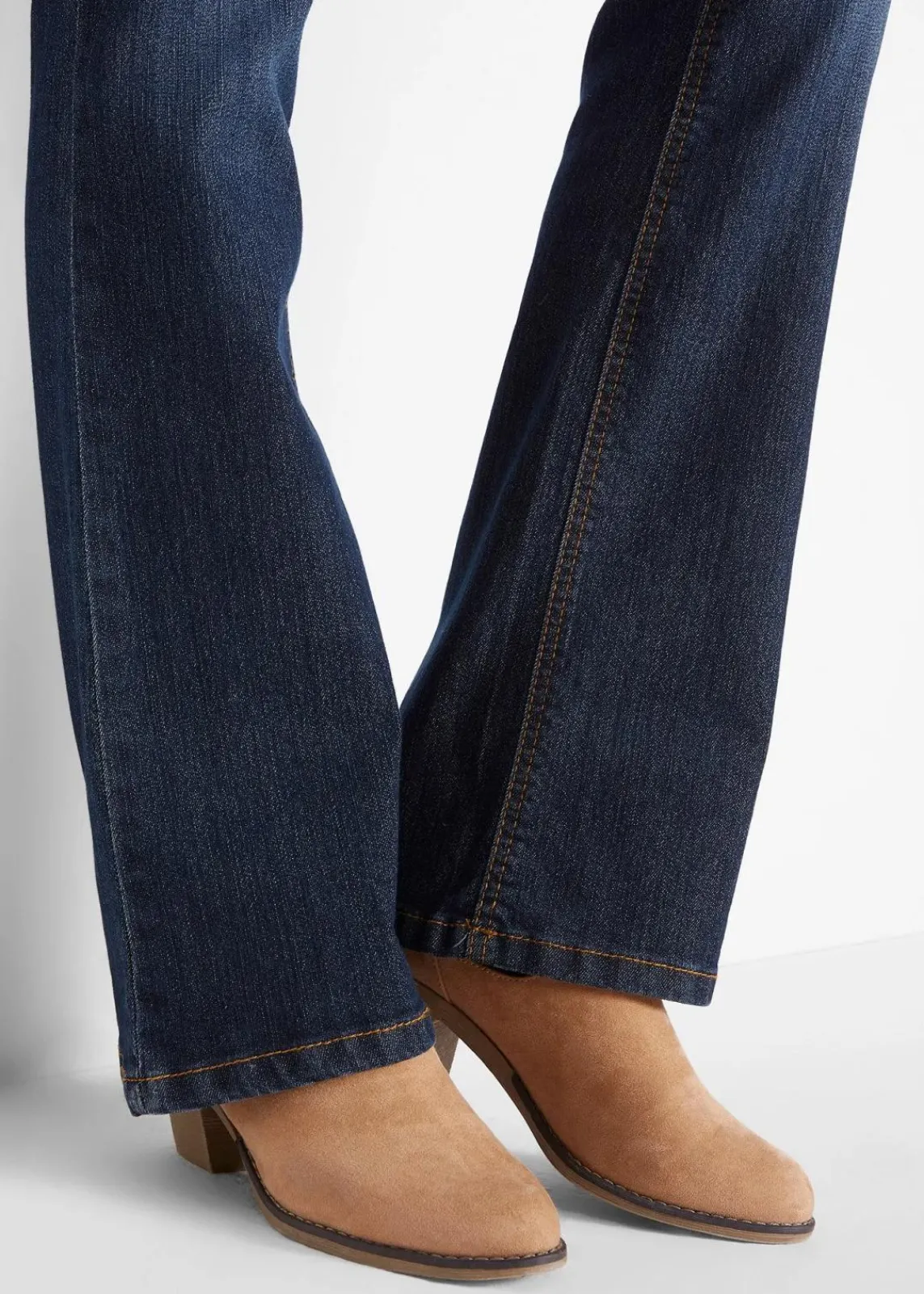 bonprix Jeans|Kurzgrößen^Bootcut-Jeans Mid Waist, Komfort-Stretch dunkelblau used