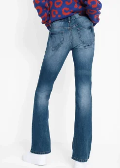 bonprix Jeans|Kurzgrößen^Bootcut-Jeans Mid Waist, Komfort-Stretch blau used
