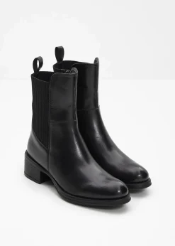 bonprix Gefütterte Winterschuhe|Boots^Boots aus Leder schwarz