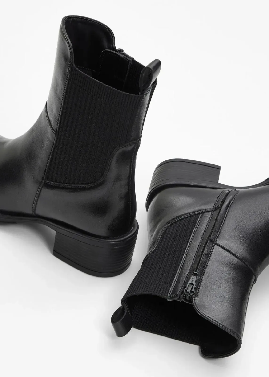 bonprix Gefütterte Winterschuhe|Boots^Boots aus Leder schwarz