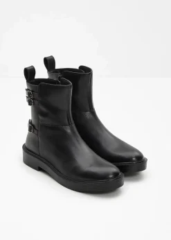 bonprix Gefütterte Winterschuhe|Boots^Boots aus Leder schwarz