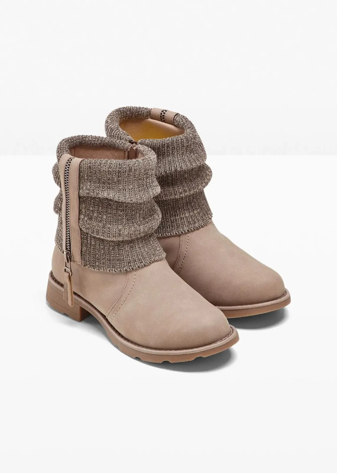 bonprix Schuhe & Accessoires In Spezialgrößen·Schuhe In Übergröße|Boots^Boots mit Strickeinsatz taupe
