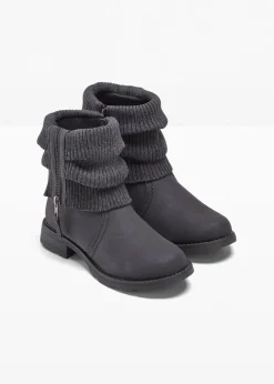 bonprix Boots|Schuhe & Accessoires In Spezialgrößen·Schuhe In Übergröße^Boots mit Strickeinsatz anthrazit