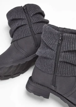 bonprix Boots|Schuhe & Accessoires In Spezialgrößen·Schuhe In Übergröße^Boots mit Strickeinsatz anthrazit