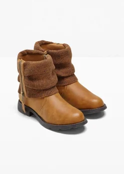 bonprix Schuhe & Accessoires In Spezialgrößen·Schuhe In Übergröße|Boots^Boots mit Strickeinsatz cognac braun