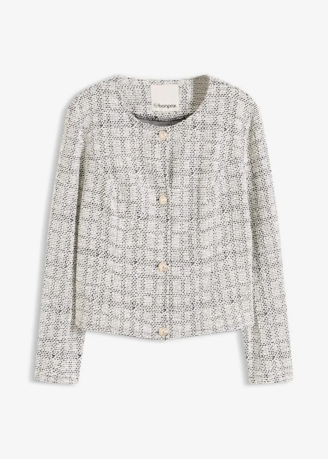 bonprix Bekleidung·Umstandsmode|Bekleidung·Jeans^Bouclé Cardigan aus Baumwolle schwarz/weiß meliert