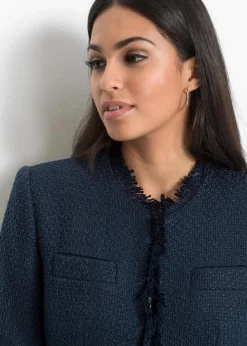 bonprix Blazer^Bouclé Longblazer dunkelblau