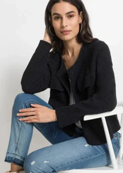 bonprix Pullover & Strickjacken|Strickmode^Bouclé Strickjacke schwarz