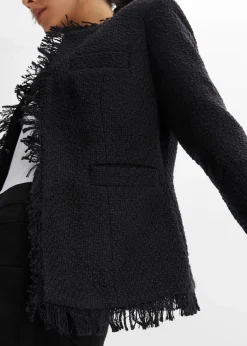 bonprix Bekleidung·Hosen|Jacken & Mäntel^Bouclé-Jacke schwarz