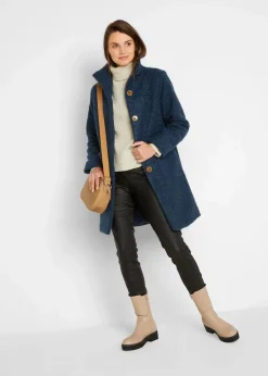 bonprix Nachhaltigere Materialien|Jacken & Mäntel^Bouclé-Mantel mit Taschen dunkelblau