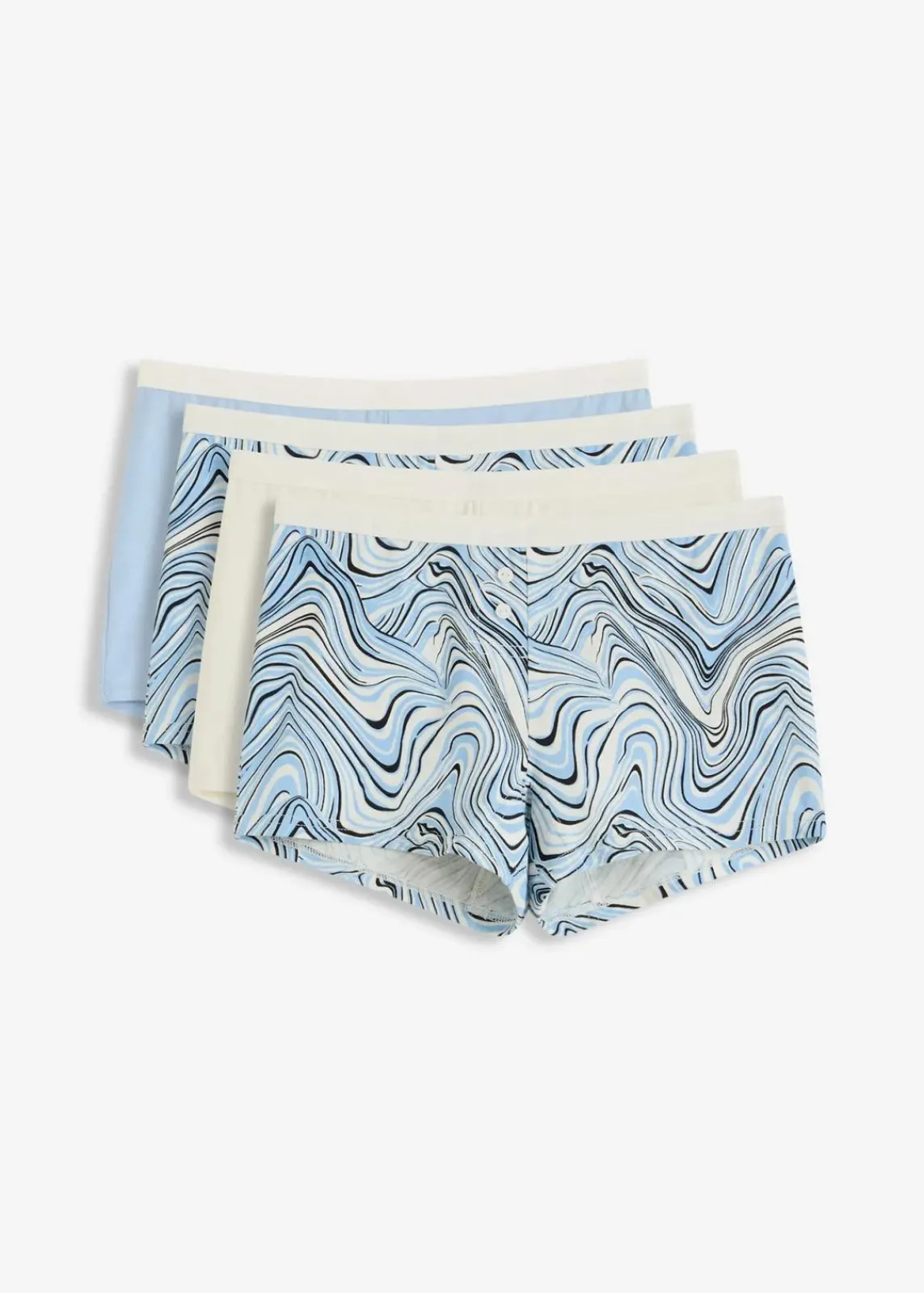 bonprix Wäsche·Baumwollunterwäsche|Wäsche·Höschen^Boxer mit Bio-Baumwolle (4er Pack) wollweiß + hellblau