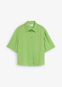 bonprix Blusen & Tuniken|Bekleidung·Jacken & Mäntel^Boxy Bluse aus leichtem Crêpe kleegrün