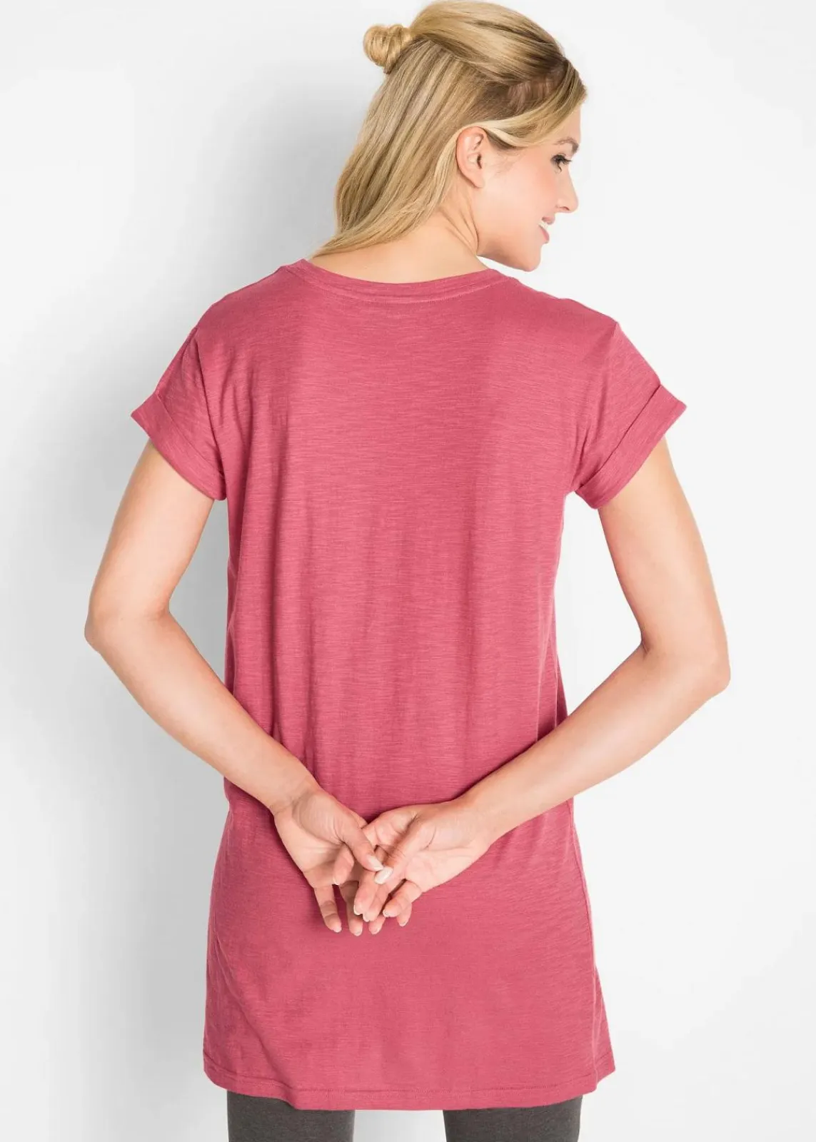 bonprix Shirts & Tops|Basics^Boxy-Longshirt mit kurzen Ärmeln rauchhimbeere