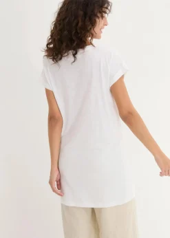 bonprix Shirts & Tops|Basics^Boxy-Longshirt mit kurzen Ärmeln weiß