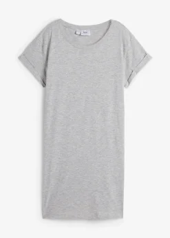 bonprix Shirts & Tops|Basics^Boxy-Longshirt mit kurzen Ärmeln hellgrau meliert