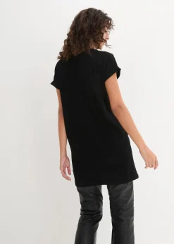 bonprix Bekleidung·Röcke|Basics^Boxy-Longshirt mit kurzen Ärmeln schwarz
