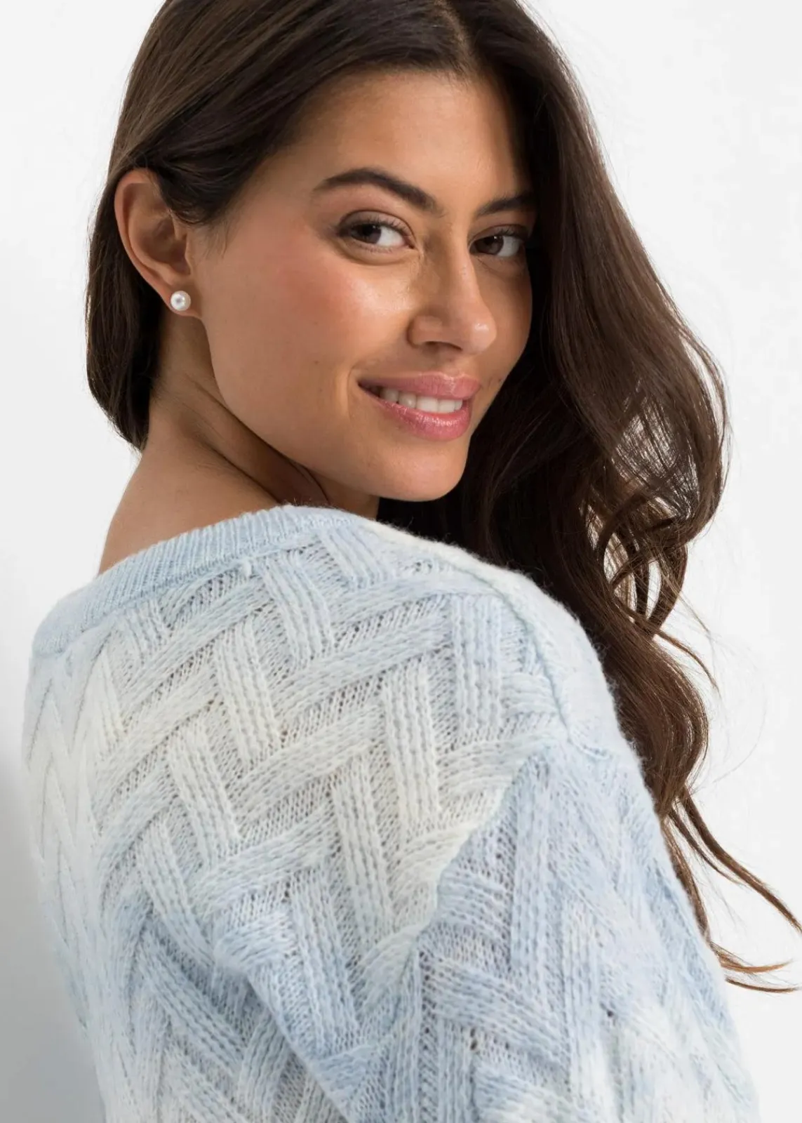 bonprix Bekleidung·Umstandsmode|Bekleidung·Jeans^Boxy-Pullover eisblau/wollweiß