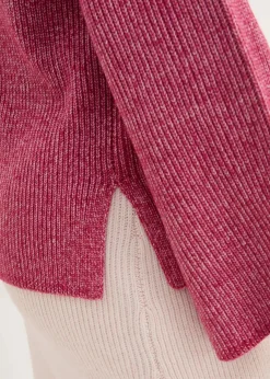 bonprix Bekleidung·Umstandsmode|Strickmode^Boxy-Pullover aus Rippstrick beerenrot/wollweiß meliert