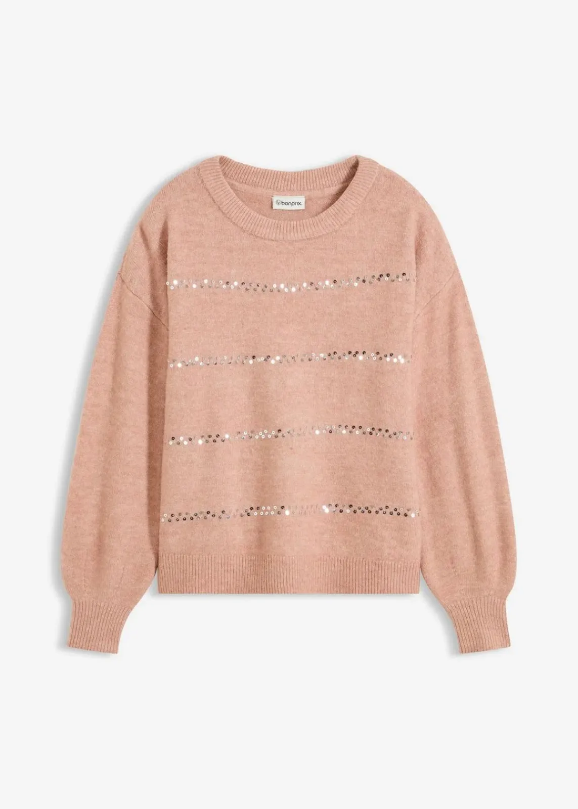 bonprix Bekleidung·Umstandsmode|Strickmode^Boxy-Pullover mit Pailletten vintagerosa