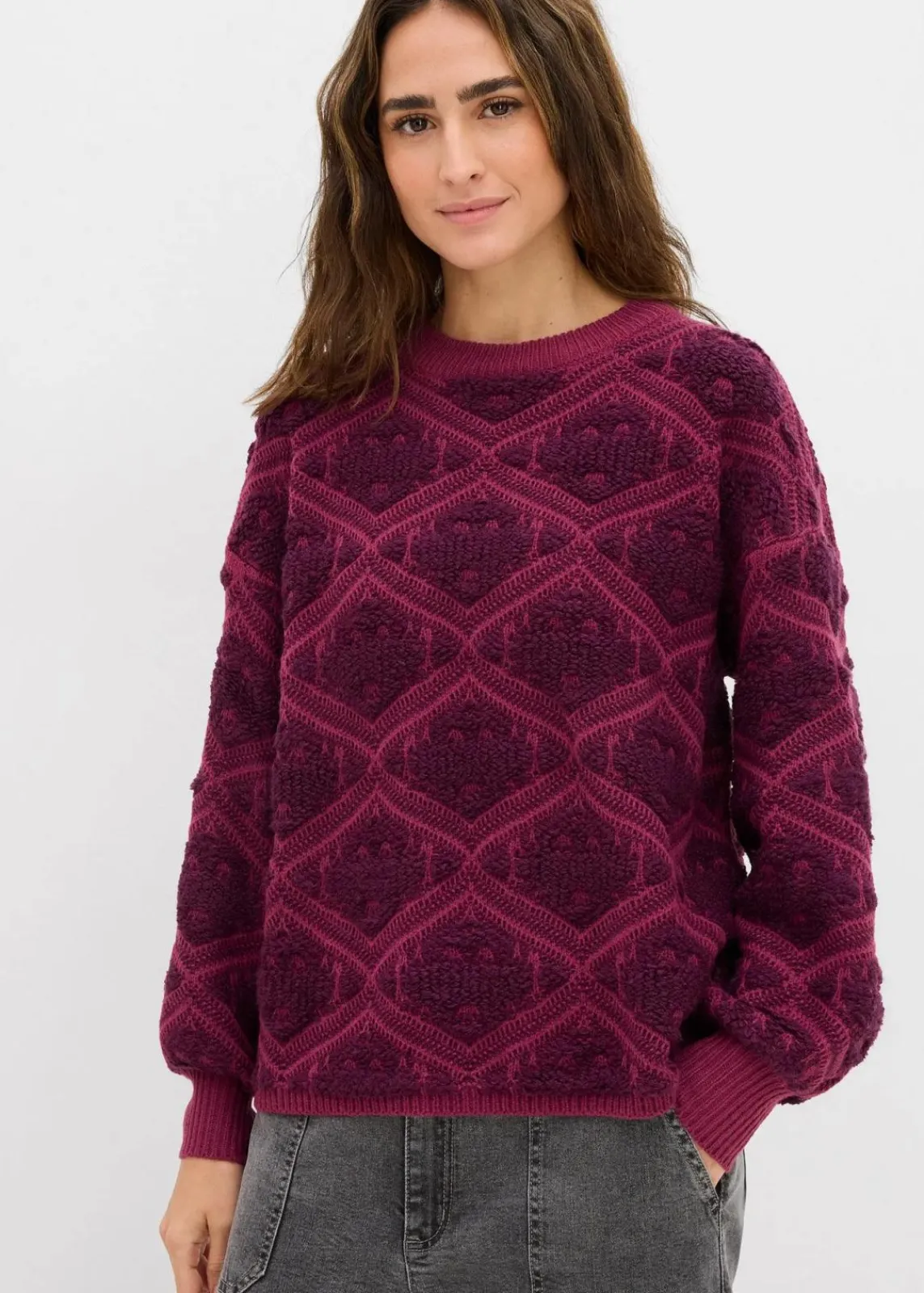 bonprix Bekleidung·Umstandsmode|Bekleidung·Jeans^Boxy-Strickpullover beere/holunderbeere