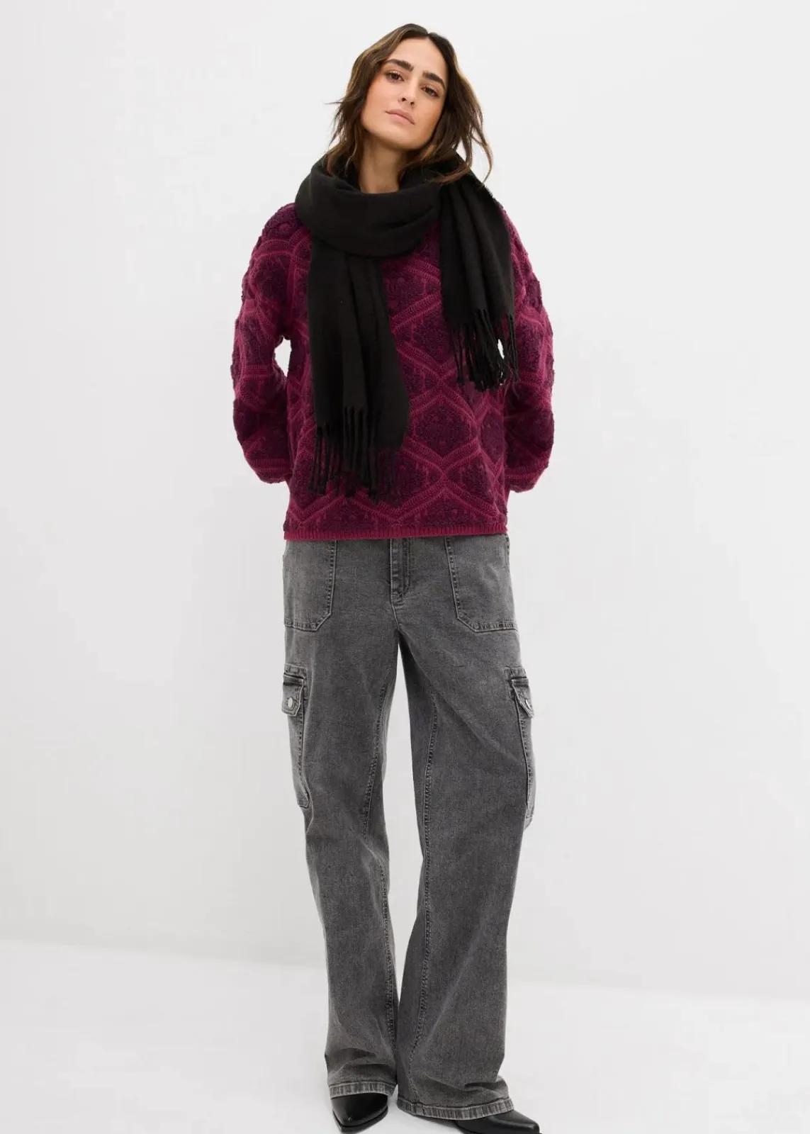 bonprix Bekleidung·Umstandsmode|Bekleidung·Jeans^Boxy-Strickpullover beere/holunderbeere