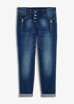 bonprix Bekleidung·Shirts & Tops|Jeans^Boyfriend Jeans Mid Waist blau denim washed