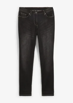 bonprix Bekleidung·Shirts & Tops|Jeans^Boyfriend Jeans Mid Waist, Stretch schwarz denim