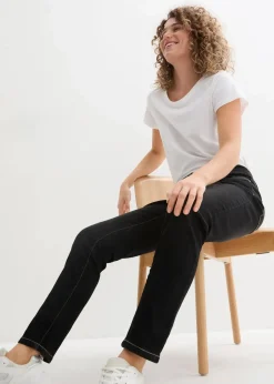 bonprix Bekleidung·Shirts & Tops|Jeans^Boyfriend Jeans Mid Waist, Stretch schwarz denim