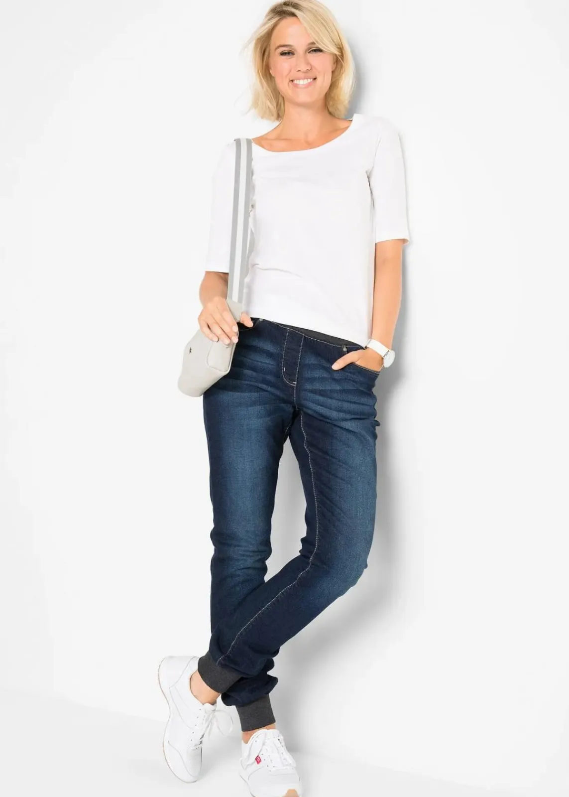 bonprix Bekleidung·Shirts & Tops|Jeans^Boyfriend Jeans Mid Waist, Bequembund nachtblau denim