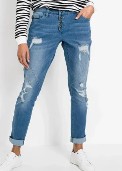 bonprix Bekleidung·Shirts & Tops|Nachhaltigere Materialien^Boyfriend Jeans Mid Waist blau denim