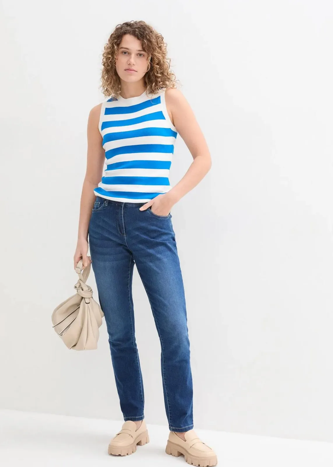 bonprix Jeans|Bekleidung·Shirts & Tops^Boyfriend Jeans Mid Waist, Stretch blau denim