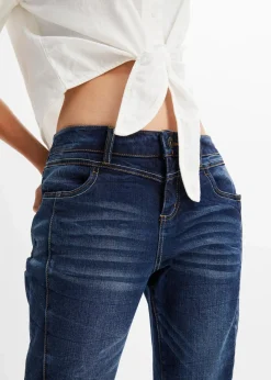 bonprix Bekleidung·Shirts & Tops|Kurzgrößen^Boyfriend-Jeans dunkelblau denim