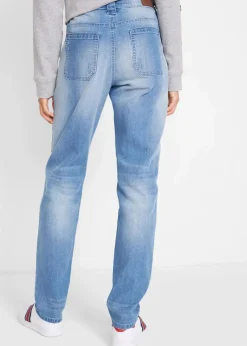 bonprix Bekleidung·Shirts & Tops|Jeans^Boyfriend-Jeans Mid Waist Komfort-Stretch hellblau denim used