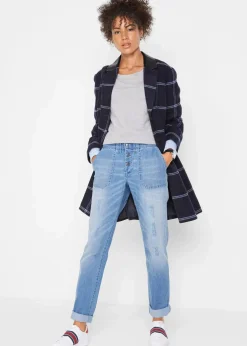 bonprix Bekleidung·Shirts & Tops|Jeans^Boyfriend-Jeans Mid Waist Komfort-Stretch hellblau denim used