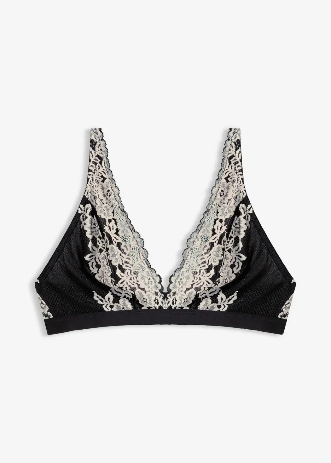 bonprix Nachhaltigere Materialien|Bhs^Bralette aus zweifarbiger Spitze schwarz/wollweiß