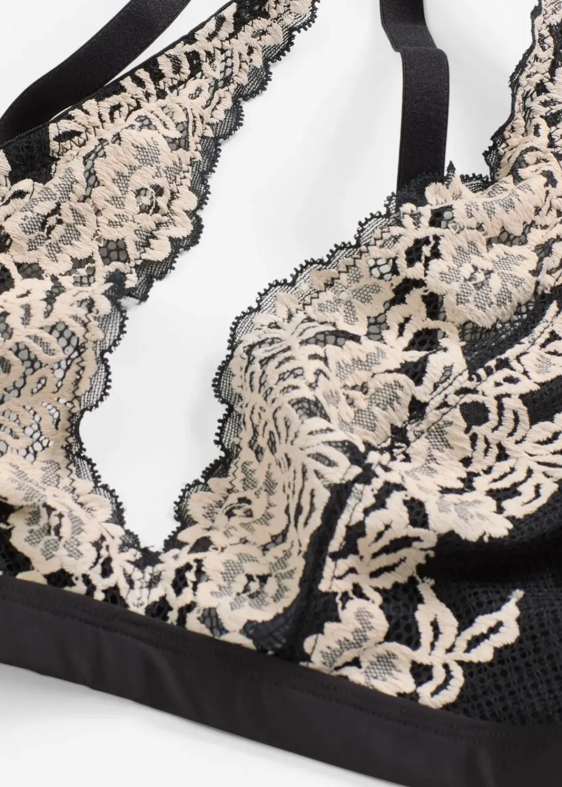 bonprix Nachhaltigere Materialien|Bhs^Bralette aus zweifarbiger Spitze schwarz/wollweiß