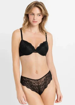 bonprix Wäsche·Dessous|Wäsche·Höschen^Brazilslip aus zarter Spitze (2er Pack) schwarz