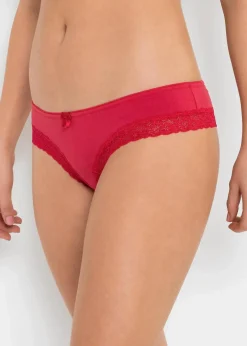 bonprix Wäsche·Basics|Wäsche·Baumwollunterwäsche^Brazilslip (4er Pack) schwarz + rot