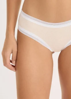 bonprix Wäsche·Baumwollunterwäsche|Wäsche·Höschen^Brazilslip gerippt mit Spitze (4er Pack) hellgraumelange+ seidenrosa melange