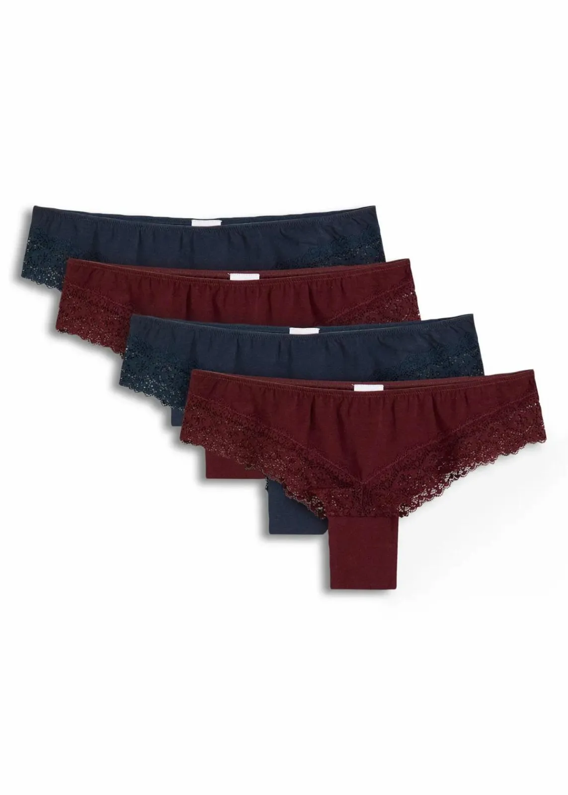 bonprix Nachhaltigere Materialien|Höschen^Brazilslip mit Bio-Baumwolle (4er Pack) blau + weinrot