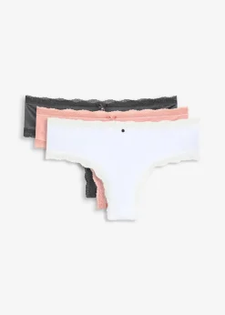 bonprix Wäsche·Dessous|Wäsche·Höschen^Brazilslip mit Glanzeffekt (3er Pack) schiefergrau+antikrosa+weiß