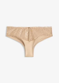 bonprix Wäsche·Dessous|Wäsche·Höschen^Brazilslip mit Stickerei saharabeige