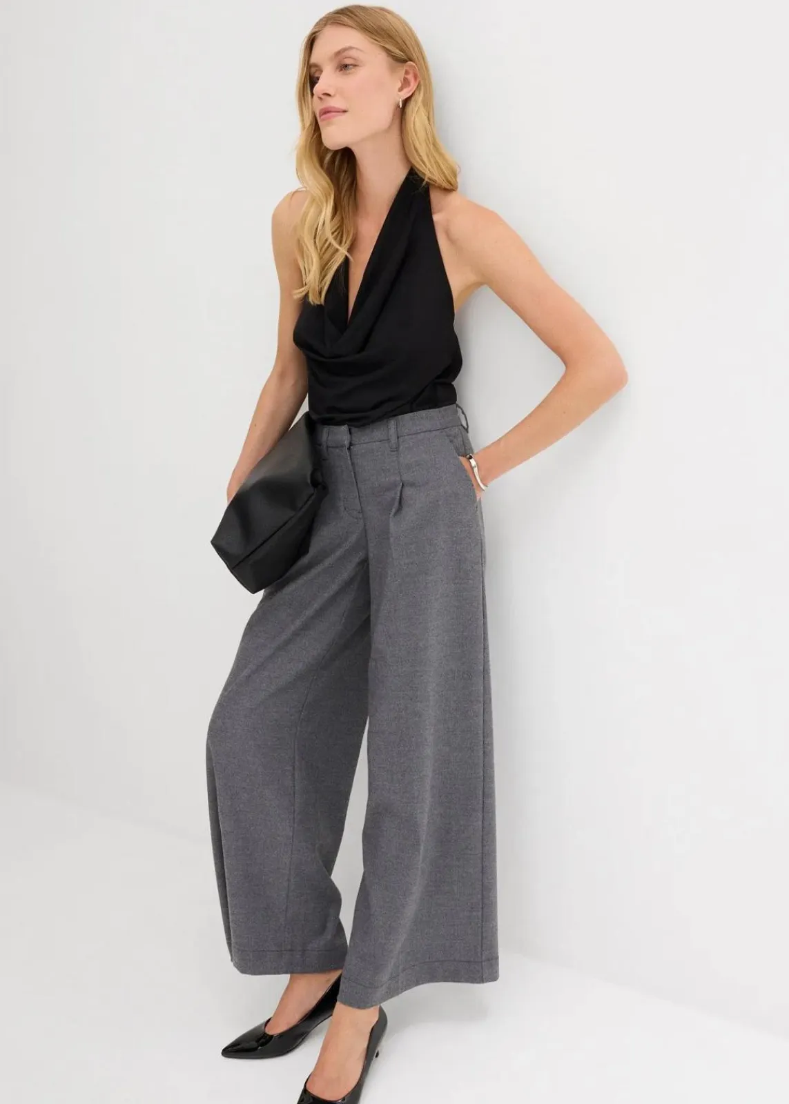 bonprix Bekleidung·Kleider|Hosen^Bundfaltenhose anthrazit meliert