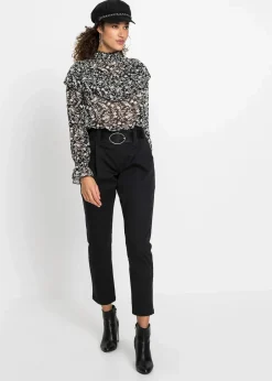 bonprix Hosen^Bundfaltenhose aus Baumwolle schwarz