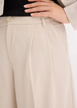 bonprix Hosen|Bekleidung·Kleider^Bundfaltenhose aus fließendem Viskose-Mix steingrau