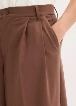 bonprix Bekleidung·Kleider|Hosen^Bundfaltenhose aus fließendem Viskose-Mix braun
