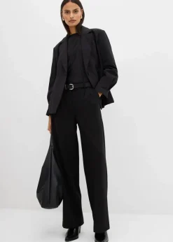 bonprix Hosen|Bekleidung·Kleider^Bundfaltenhose aus Viskose-Mix schwarz