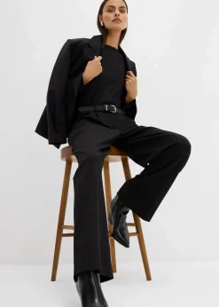 bonprix Hosen|Bekleidung·Kleider^Bundfaltenhose aus Viskose-Mix schwarz