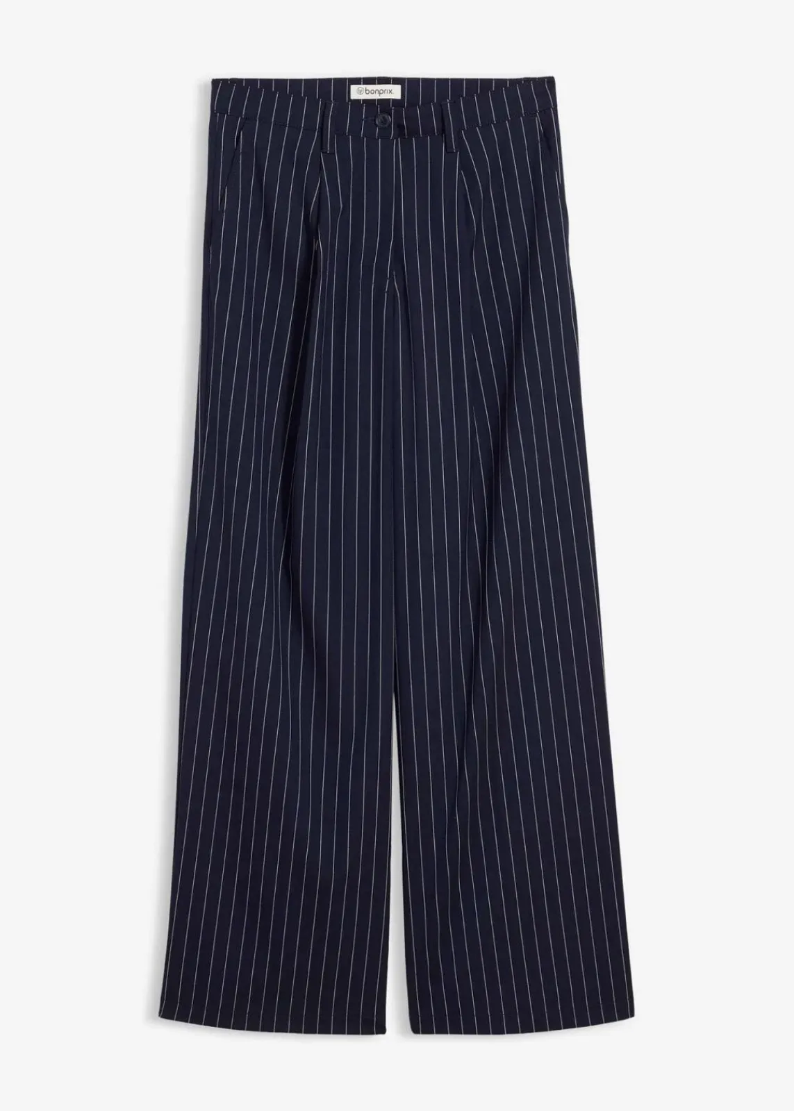 bonprix Bekleidung·Kleider|Zweiteiler & Sets^Bundfaltenhose aus Viskose-Mix dunkelblau/weiß längs gestreift
